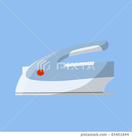 Iron. Electrical appliances. Blue Hot heating object. Device for Ironing. 83401844