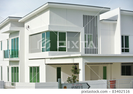 MALACCA, MALAYSIA -JANUARY 25, 2016 Landed and identical new terrace house design in Seremban, Malaysia.  83402516