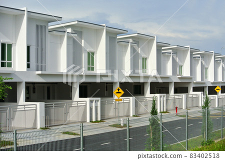 MALACCA, MALAYSIA -JANUARY 25, 2016 Landed and identical new terrace house design in Seremban, Malaysia.  83402518