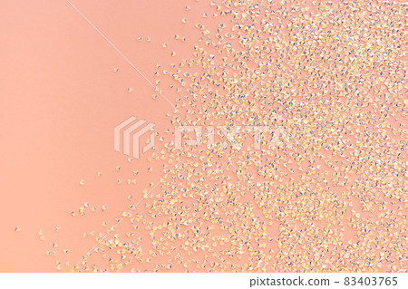 Glamorous beige background with iridescent crystals. Flat lay, copy space. Glamorous beige background with iridescent crystals. Flat lay, copy space. 83403765