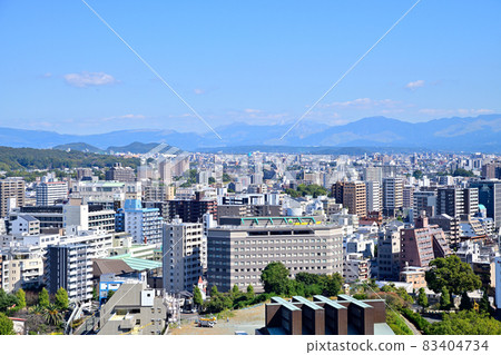 Kumamoto Castle Cityscape of Kumamoto City seen from the revived castle tower 83404734