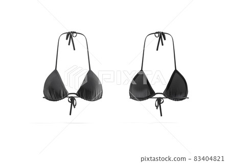 Blank black woman bikini bodice mockup, front and back view Blank black woman bikini bodice mockup, front and back view 83404821