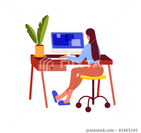 Home Work Computer Composition - Stock Illustration [83405295] - PIXTA