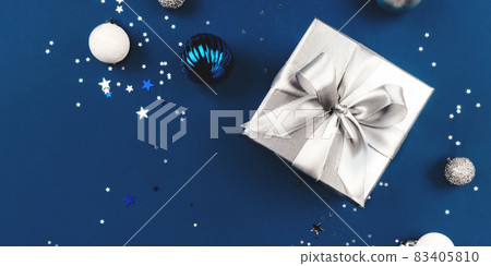 Christmas background of gift box and decorations. Christmas background of gift box and decorations. 83405810