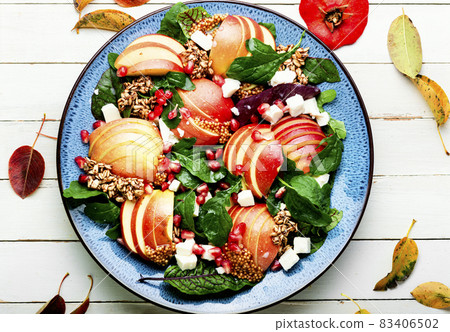 Salad with apple,greens and oatmeal Salad with apple,greens and oatmeal 83406502