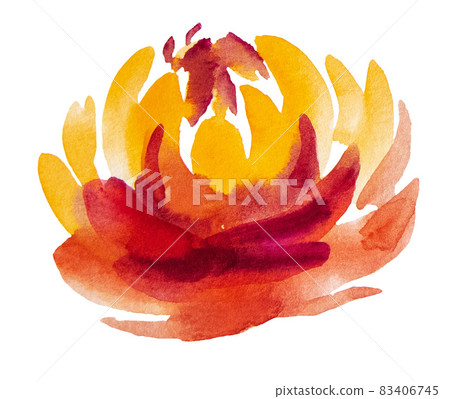 Autumn Watercolor yellow, orange and red flower Autumn Watercolor yellow, orange and red flower 83406745