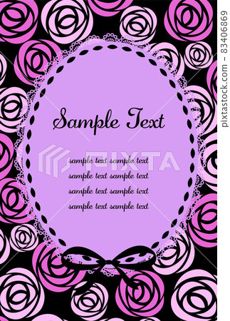 Rose pattern and ribbon frame background material Rose pattern and ribbon frame background material 83406869