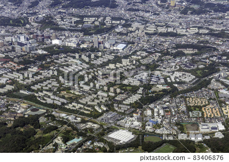 Aerial view of Tama Center from the sky near Kokushikan University Tama Campus 83406876