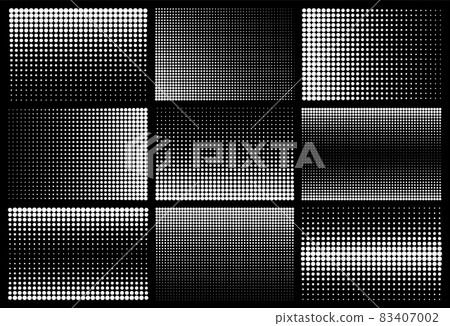 Halftone design elements with white dots on black background. Comic dotted pattern. Vector Halftone design elements with white dots on black background. Comic dotted pattern. Vector 83407002