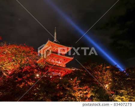 [Kyoto] Kiyomizu Temple and autumn leaves lit up 83407273