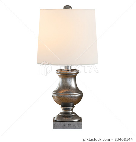 Decorative table lamp with a light pink lampshade on an isolated background. 3d rendering Decorative table lamp with a light pink lampshade on an isolated background. 3d rendering 83408144