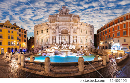 The Trevi Fountain or Fontana di Trevi at sunset, Rome, Italy The Trevi Fountain or Fontana di Trevi at sunset, Rome, Italy 83409493