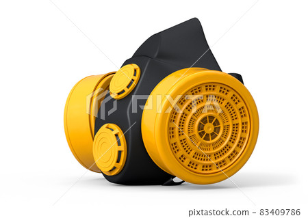 Respirator for professional use or gas mask on white background Respirator for professional use or gas mask on white background 83409786