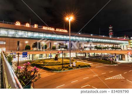 Sendai Station West Exit Night View 83409790