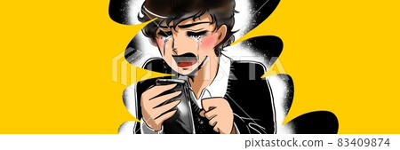 70's Shojo Manga Handsome Men's Smartphones Shocked Screaming Crying 83409874