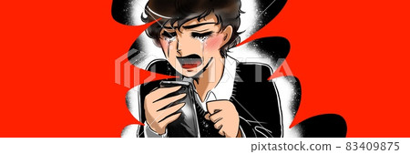 70's Shojo Manga Handsome Men's Smartphones Shocked Screaming Crying 83409875