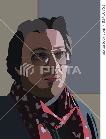 Self-portrait with glasses on a neutral background, for an avatar. Vector Self-portrait with glasses on a neutral background, for an avatar. Vector 83410753