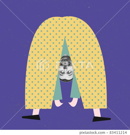 Modern design, contemporary art collage. Inspiration, idea, trendy urban magazine style. Man doing morning exercises Modern design, contemporary art collage. Inspiration, idea, trendy urban magazine style. Man doing morning exercises 83411214