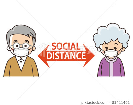 保持距離的老年人 社交距離 83411461