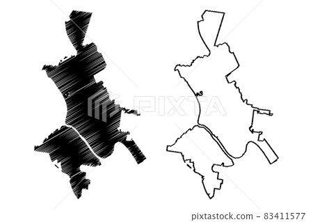Rockhampton City, Queensland (Commonwealth of Australia, Australia city) map vector illustration, scribble sketch City of Rockhampton map 83411577