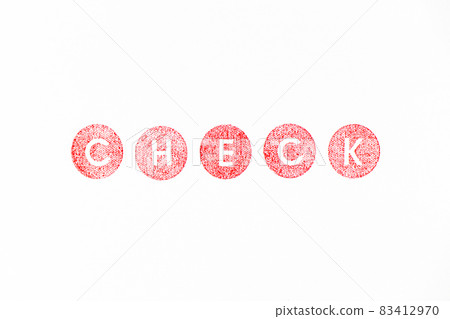 Red color rubber stamp in word check on white paper background 83412970
