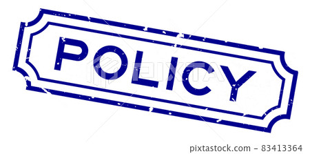 Grunge blue policy word square rubber seal stamp on white background Grunge blue policy word square rubber seal stamp on white background 83413364