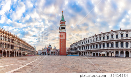 Basilica San Marco in San Marco Square sunrise panorama, Venice, Italy 83414384