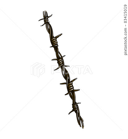 Barbed wire from a splash of watercolor, colored drawing, realistic 83415019