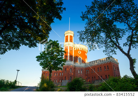 Brick orange citadel castle Kastellet with fortress, Stockholm, Sweden 83415552