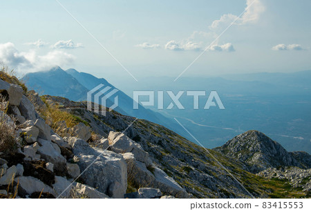 Mountain path on top of peak Sveti Jure, Biokovo, Dalmatia, Croatia 83415553
