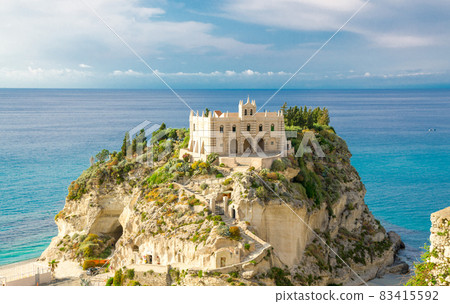 Sanctuary church Santa Maria dell Isola on top rock, Tropea, Italy Sanctuary church Santa Maria dell Isola on top rock, Tropea, Italy 83415592
