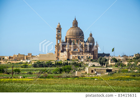 Rotunda St. John Baptist Church in town village, Gozo island, Malta 83415631