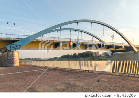 Bridge over Oder river in Frankfurt Oder. Bridge between German and Poland. 83416209