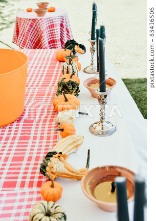 Different kinds of pumpkins with candles Autumn Different kinds of pumpkins with candles Autumn 83416506