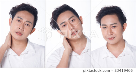Face Head Shot snap of 20s Asian Tanned skin man black hair shirt clean nice skin, isolated Face Head Shot snap of 20s Asian Tanned skin man black hair shirt clean nice skin, isolated 83419466