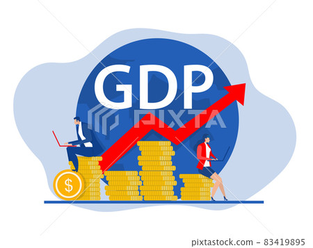 GDP or gross domestic product rate with Growth arrow chart and globe business economy concept Vector illustration 83419895