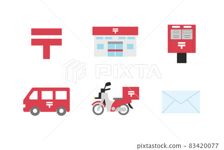 Post office simple icon set illustration material Post office simple icon set illustration material 83420077