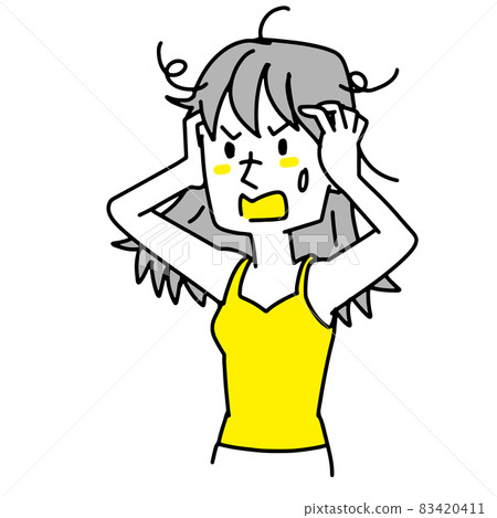 一個患有頭髮疼痛的女人 一個患有頭髮疼痛的女人 83420411