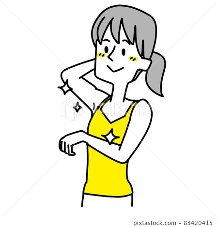 一個女人看著她美麗的腋窩 83420415