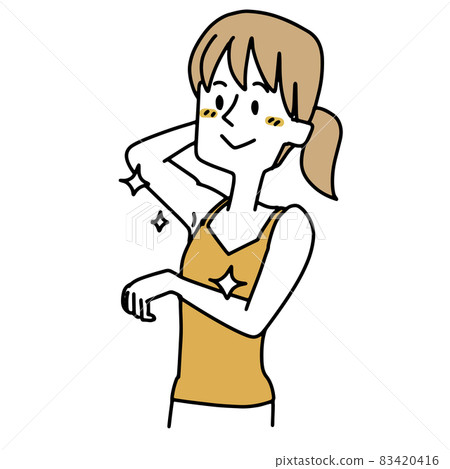 一個女人看著她美麗的腋窩 一個女人看著她美麗的腋窩 83420416