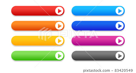 網頁按鈕、轉換按鈕的彩色矢量圖標集插圖素材 83420549