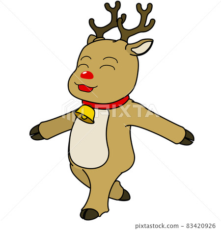 馴鹿角色行走的插圖（帶輪廓） 83420926