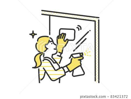 清潔窗戶的女性形象插畫素材 83421372