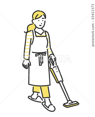 吸塵的家庭主婦形象 83421373