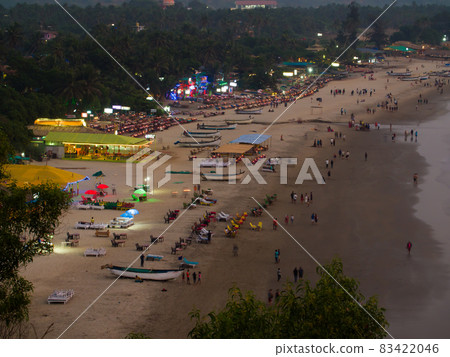 Arambol beach landscape at night. Goa. India. Arambol beach landscape at night. Goa. India. 83422046