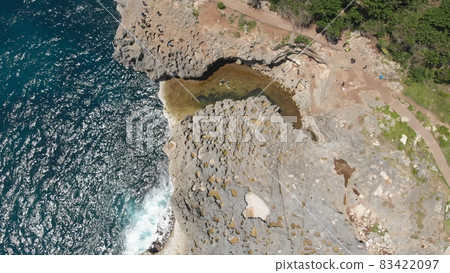 Angel's Billabong beach, the natural pool on the island of Nusa Penida. Aerial view. Bali, Indonesia. 83422097
