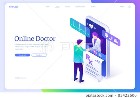 Doctor online isometric landing page, telehealth 83422606