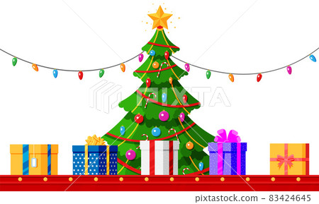 Christmas Tree, Factory Packs Gifts Boxes. 83424645