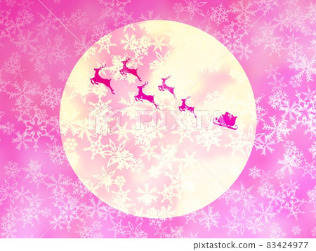 Fantastic illustration of Santa Claus's pink silhouette reflected on the moon no.01 83424977