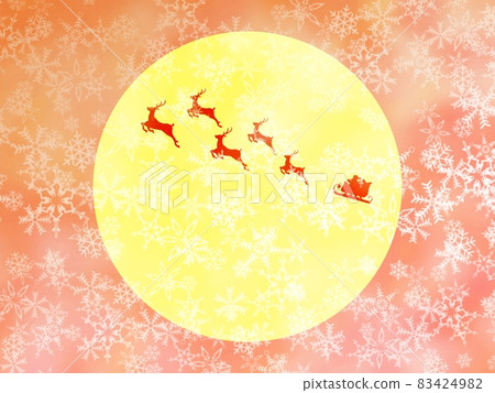 Fantastic illustration of the red silhouette of Santa Claus reflected on the moon no.01 Fantastic illustration of the red silhouette of Santa Claus reflected on the moon no.01 83424982